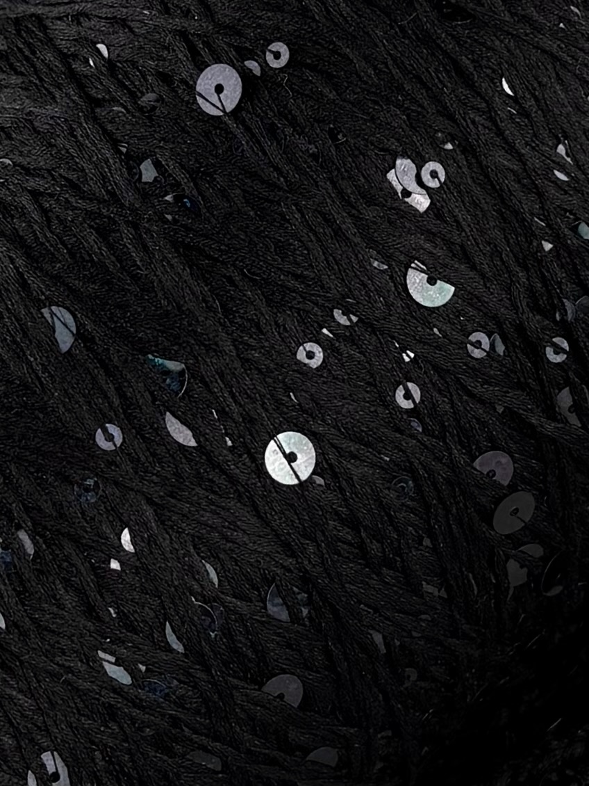 Filati Buratti Art. Shining Chic 280 m / 100 g – Seidengarn mit Pailletten col. Schwarz